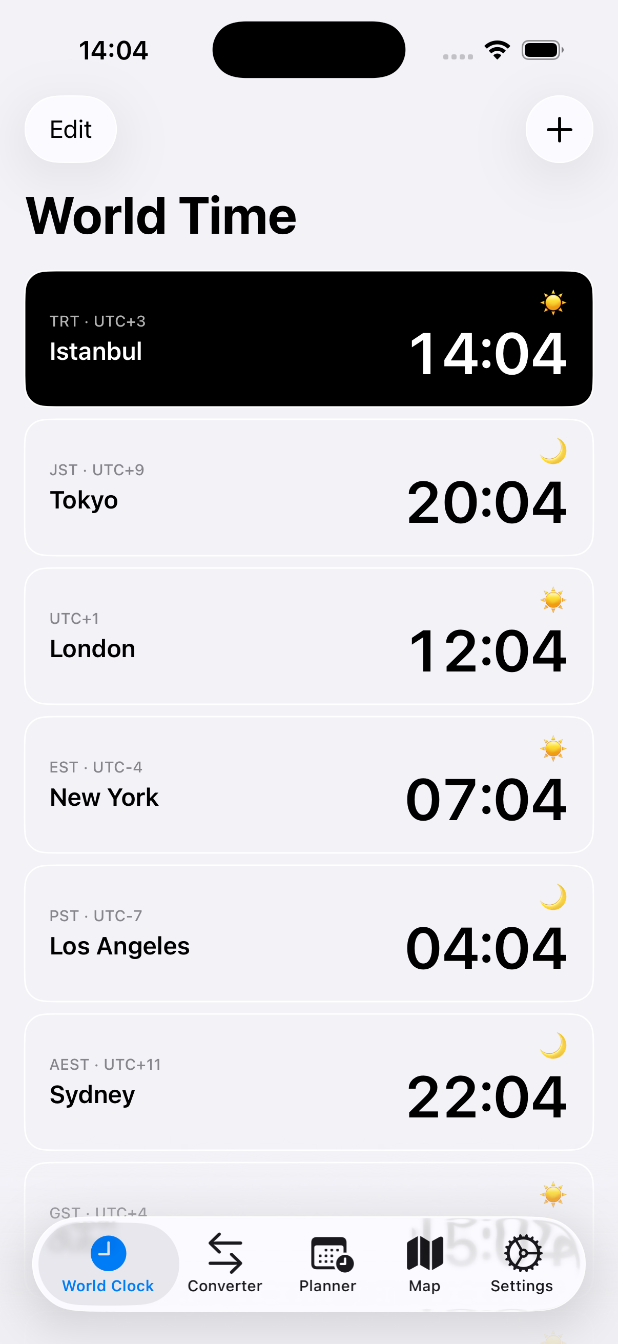 World Clock List